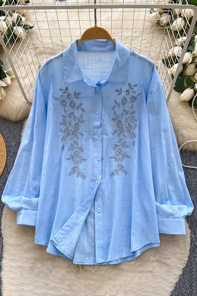 Floral Pattern Button-Up Shirt