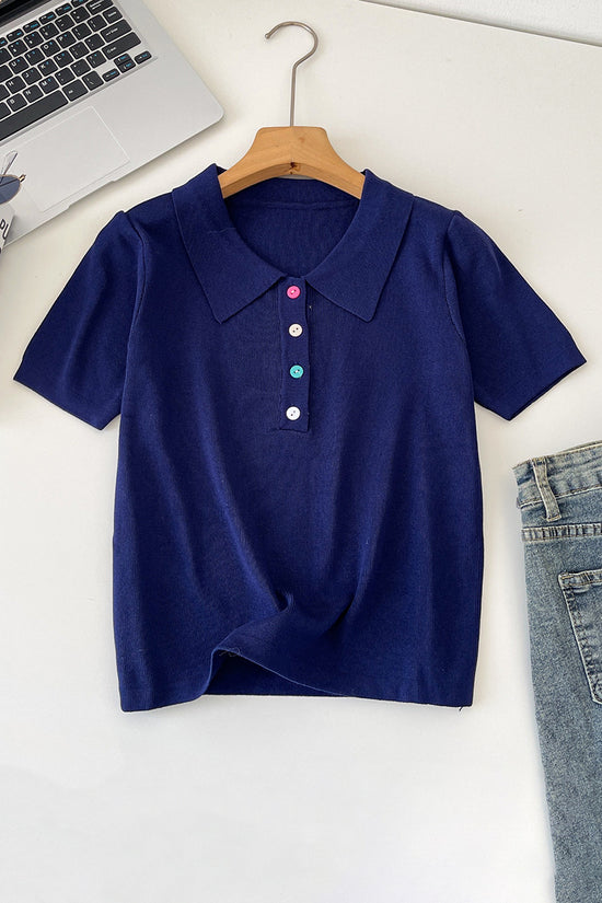 Stylish Polo T-Shirt with Button Accents