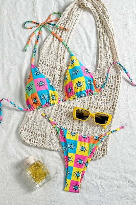 Vibrant Eye Print Bikini Set