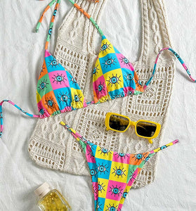 Vibrant Eye Print Bikini Set