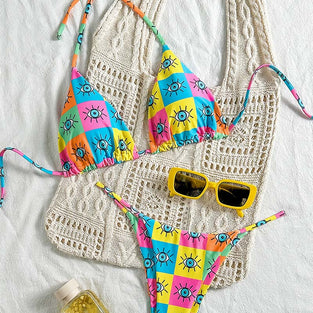 Vibrant Eye Print Bikini Set