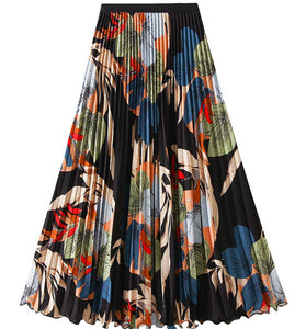 Floral Pleated Midi Skirt