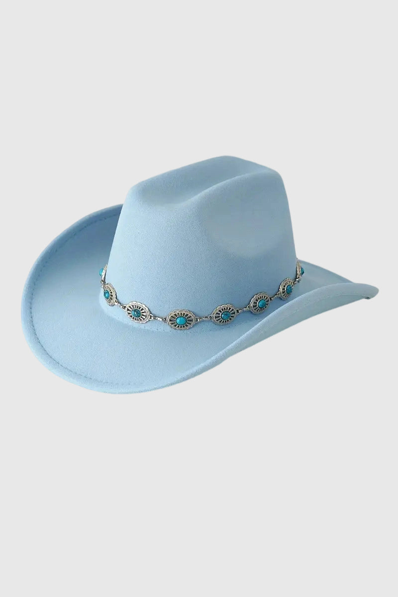 Western-Inspired Gemstone-Embellished Hat