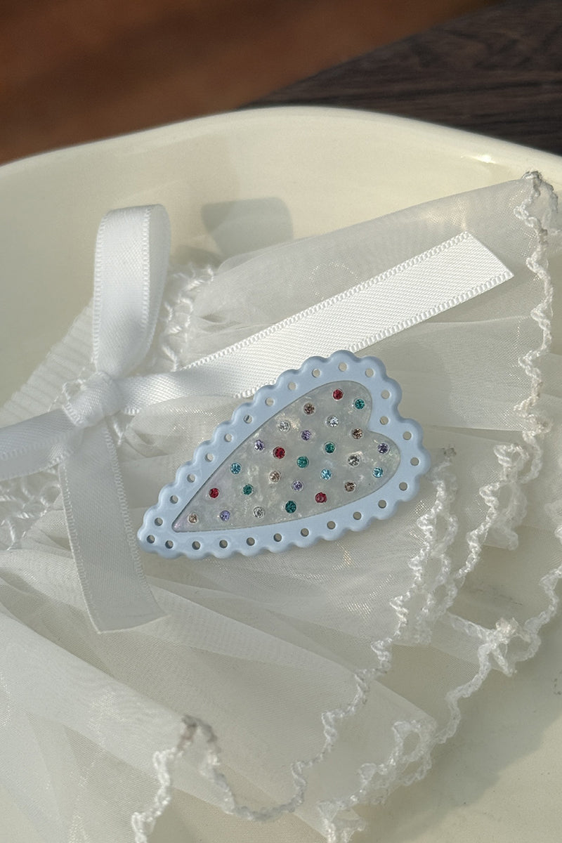 Heart-Shaped Gem Hair Clip