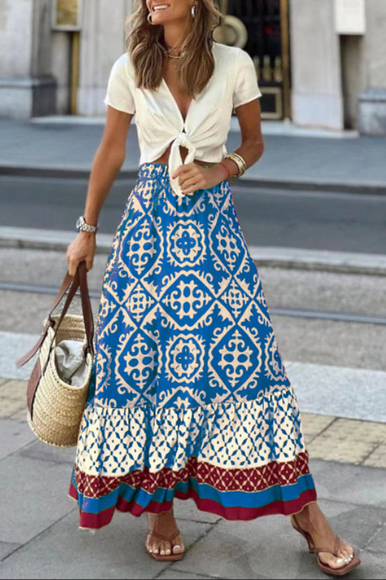Geo Pattern Midi Skirt