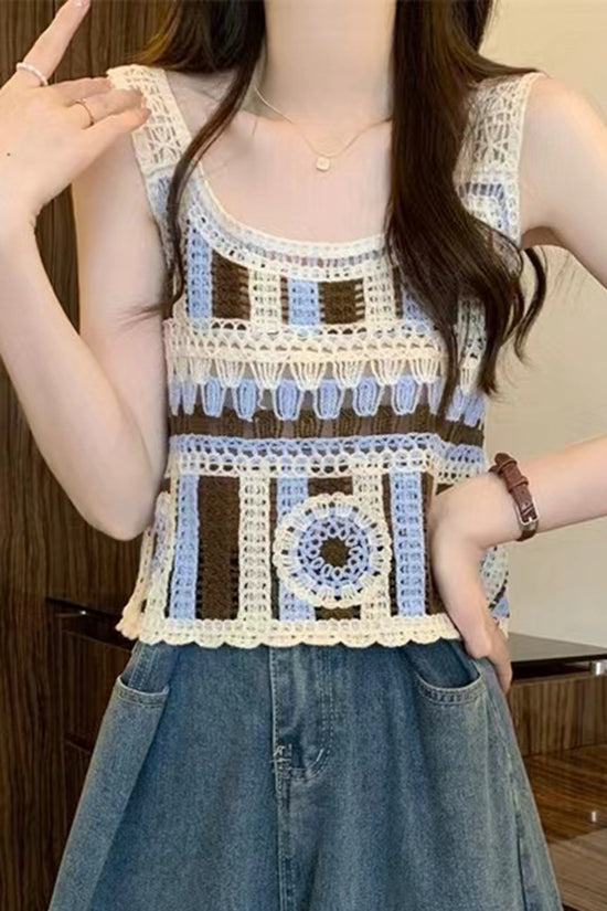 Crochet Floral Patchwork Tank Top