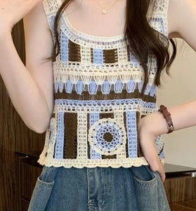 Crochet Floral Patchwork Tank Top