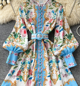 Floral Belted Casual Dress