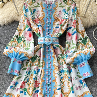 Floral Belted Casual Dress