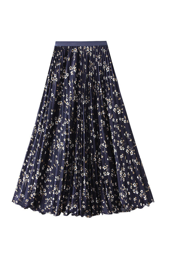 Floral Pleated Midi Skirt