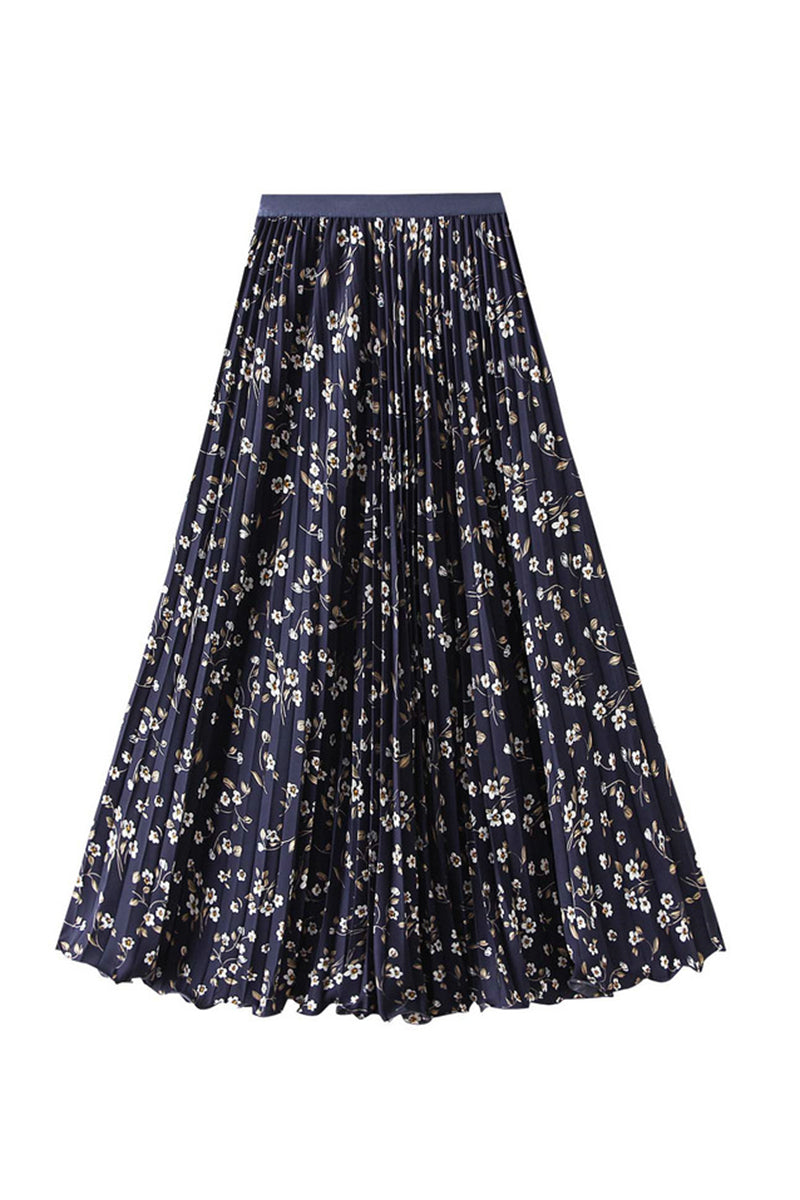 Floral Pleated Midi Skirt