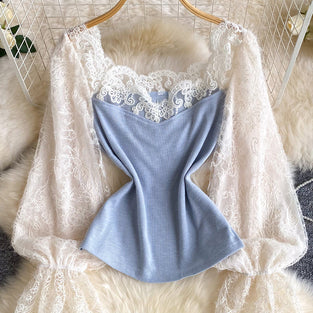 Elegant Lace Long Sleeve Blouse