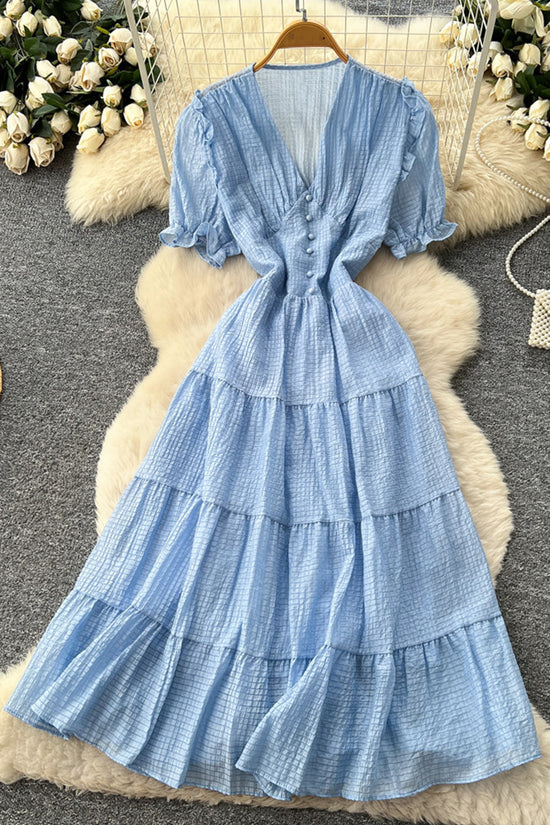 Effortless Tiered Button-Detail Dress