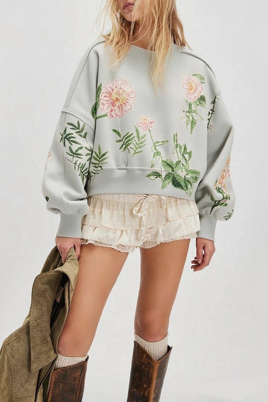 Floral Patterned Oversized Sweatshirt