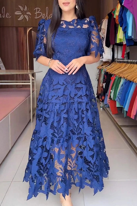 Floral Lace Elegant Midi Dress