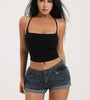 Rolled Hem Fitted Denim Shorts