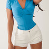 Ruched Front Short Sleeve Fitted Top