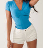Ruched Front Short Sleeve Fitted Top