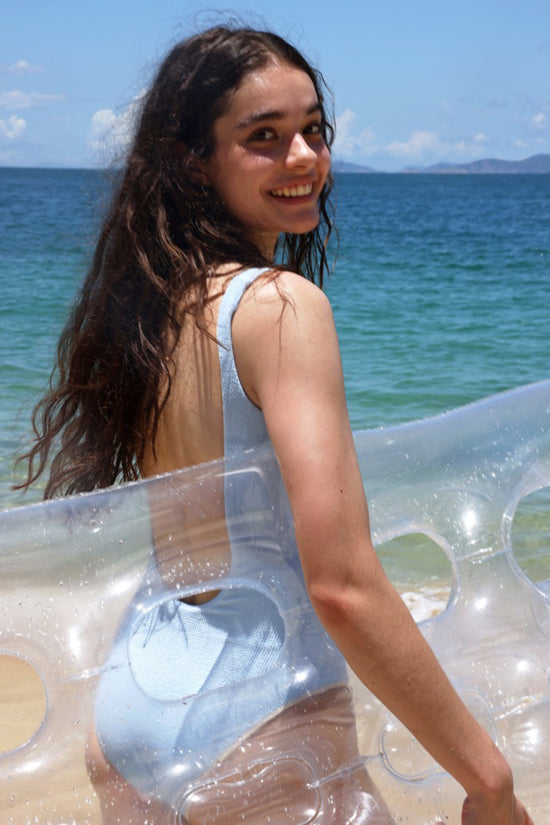 Low Back Textured One Piece Swimsuit