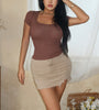 Scoop Neck Ribbed Fitted Tee