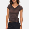 Cropped V-Neck Short Sleeve Tee