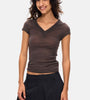 Cropped V-Neck Short Sleeve Tee