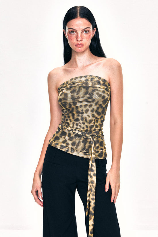 Leopard Print Strapless Tube Top
