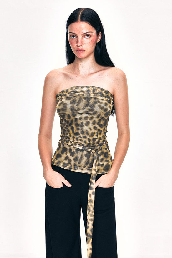 Leopard Print Strapless Tube Top