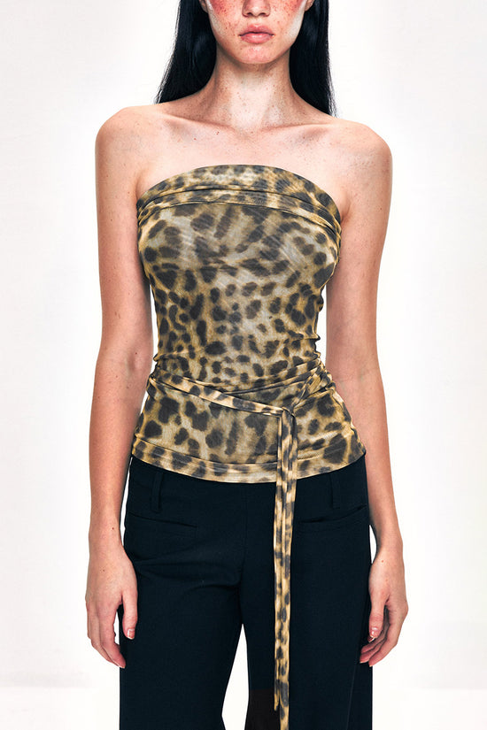 Leopard Print Strapless Tube Top