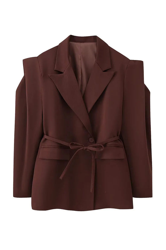 Elegant Belted Blazer Jacket