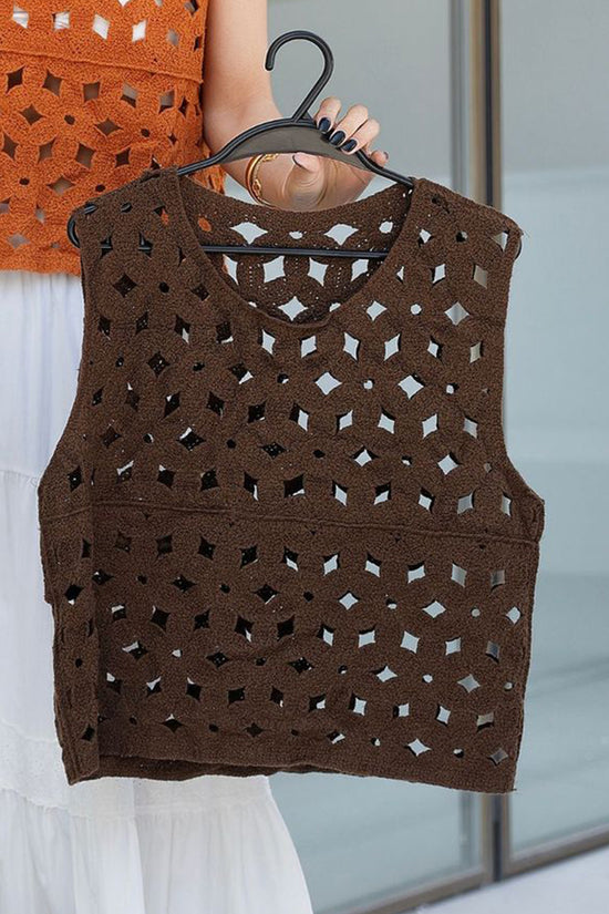 Cutout Patterned Sleeveless Vests