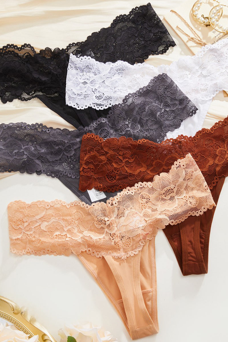 Elegant Lace Trim Thong