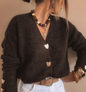 Elegant Heart Detail Cardigan