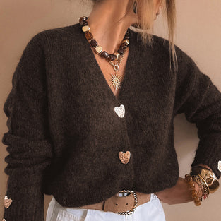 Elegant Heart Detail Cardigan