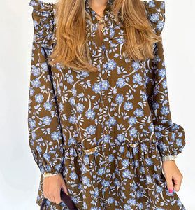 Floral Ruffled Button Down Dress