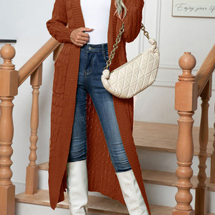 Longline Textured Cardigan with Drape Effect