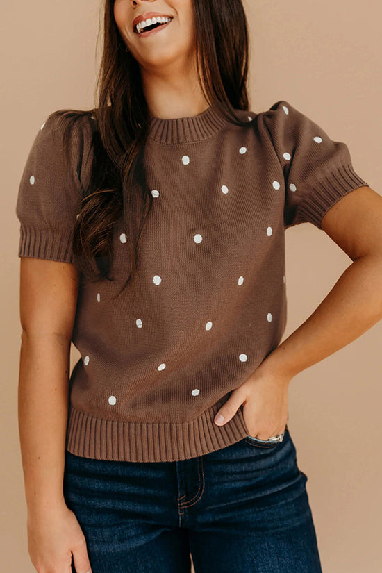 Polka Dot Short Sleeve Sweater