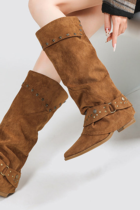 Star Studded Slouchy Knee-High Boots