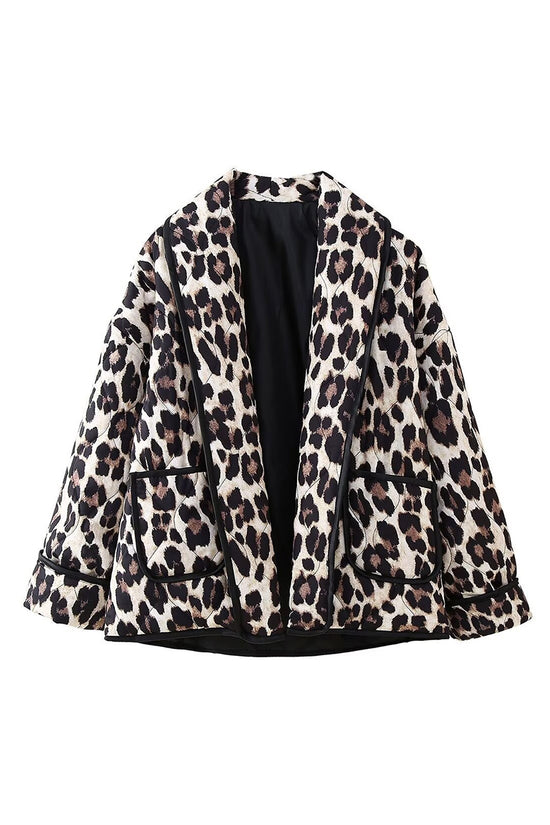Leopard Print Open-Front Jacket