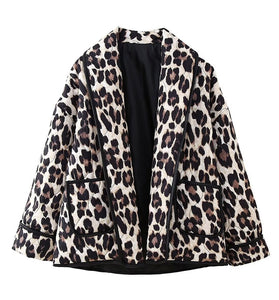Leopard Print Open-Front Jacket