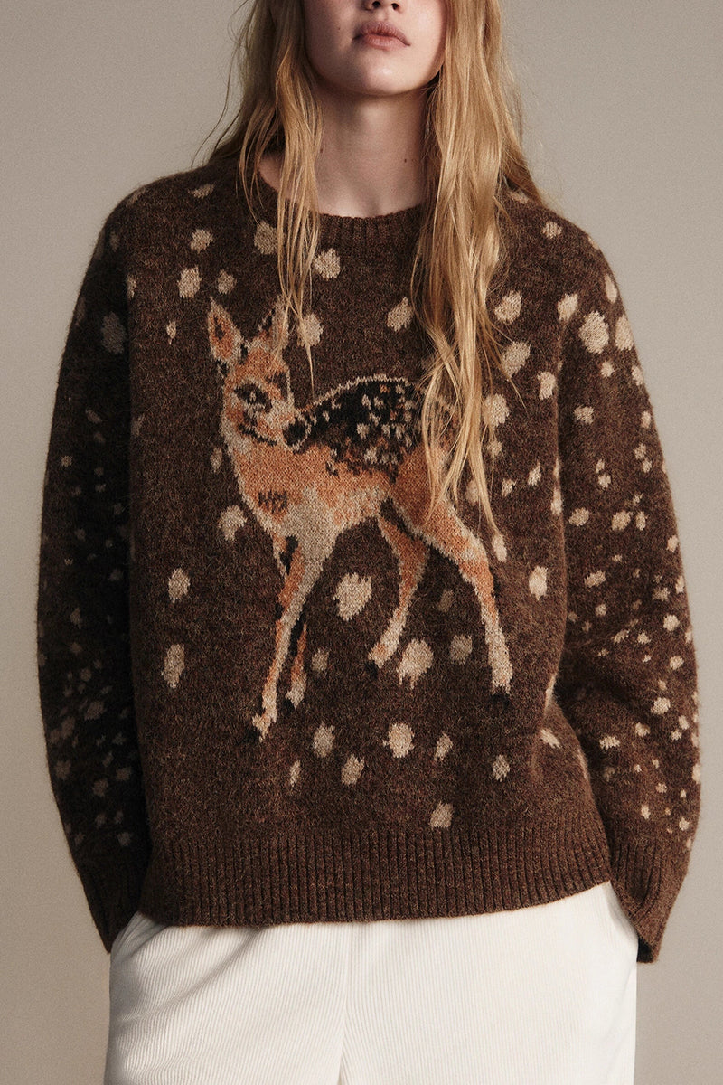 Deer Motif Cozy Sweater