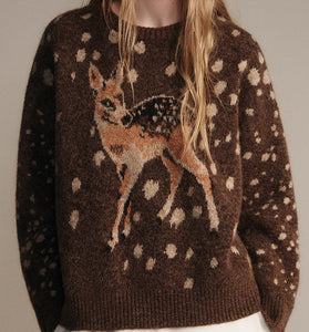 Deer Motif Cozy Sweater