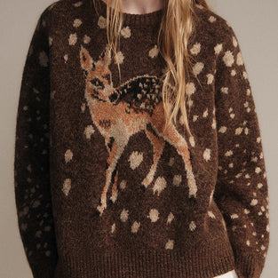 Deer Motif Cozy Sweater