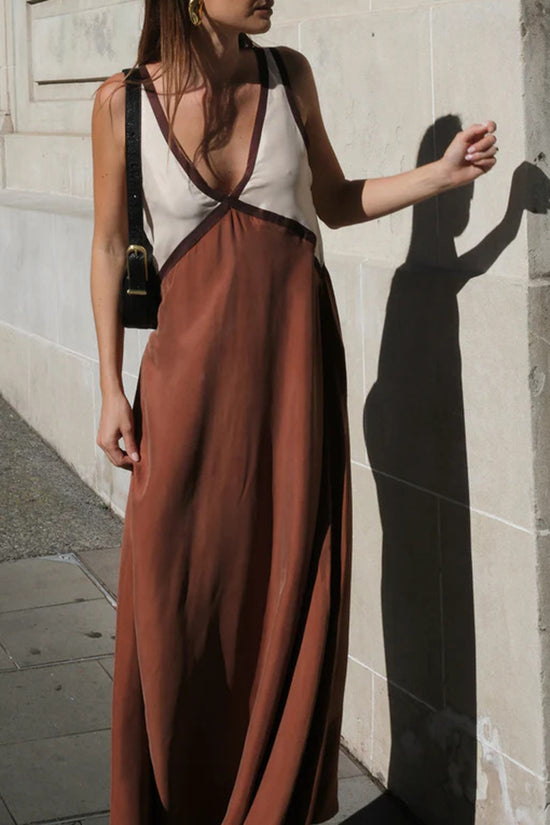 V-Neck Sleek Casual Maxi Dress