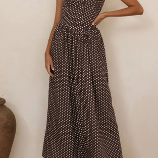 Polka Dot Halter Maxi Dress