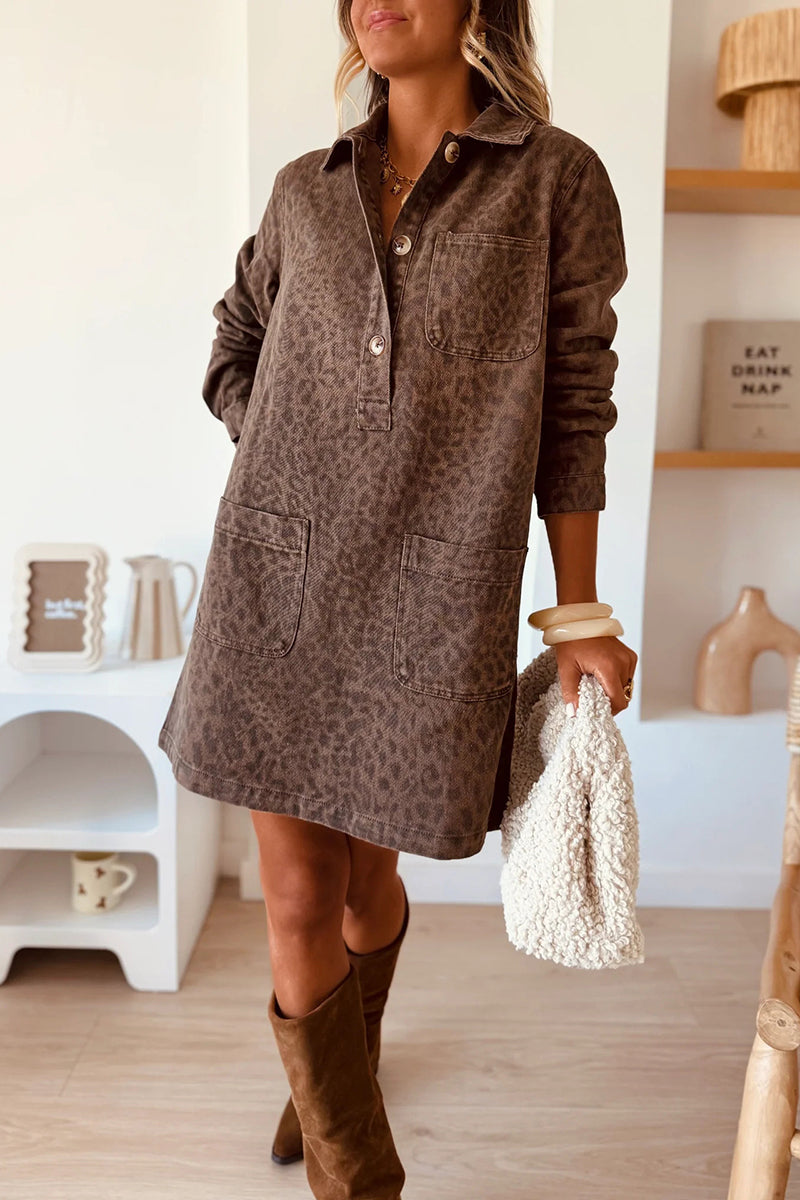 Button-Up Denim Dress with Pockets