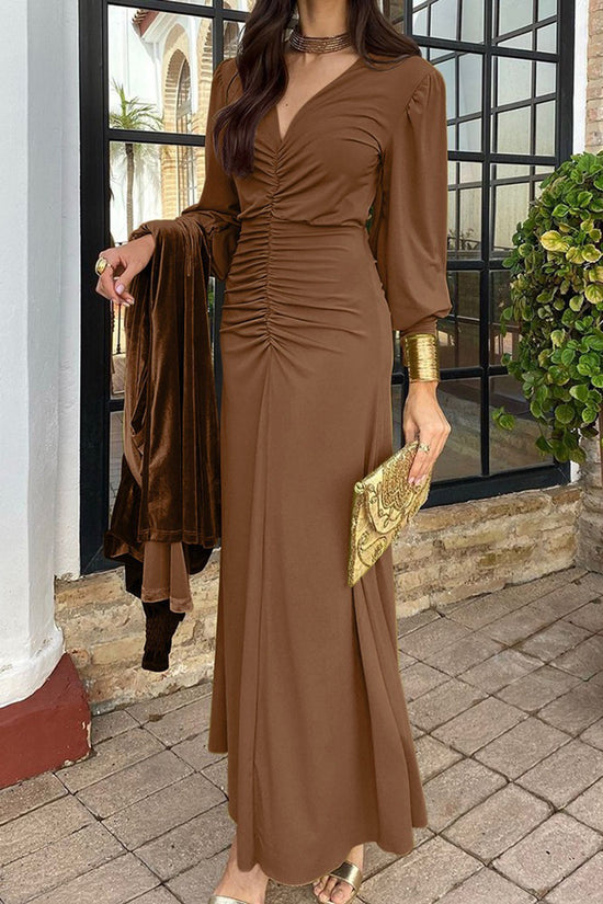 Ruched Long Sleeve Bodycon Dress