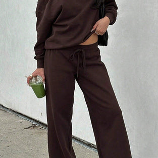 Relaxed Fit Off-Shoulder Lounge Pants Set