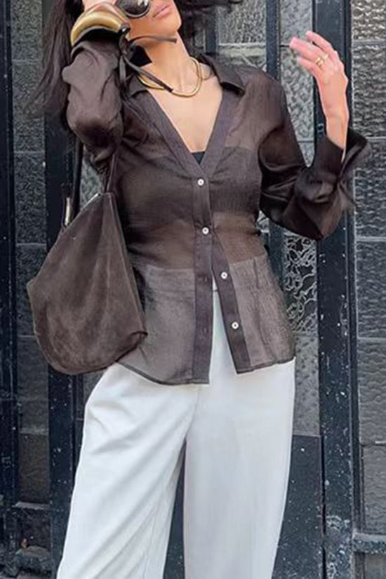 Stylish Buttoned Long Sleeve Blouse