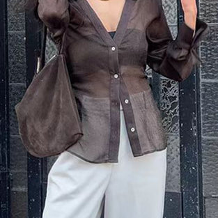 Stylish Buttoned Long Sleeve Blouse